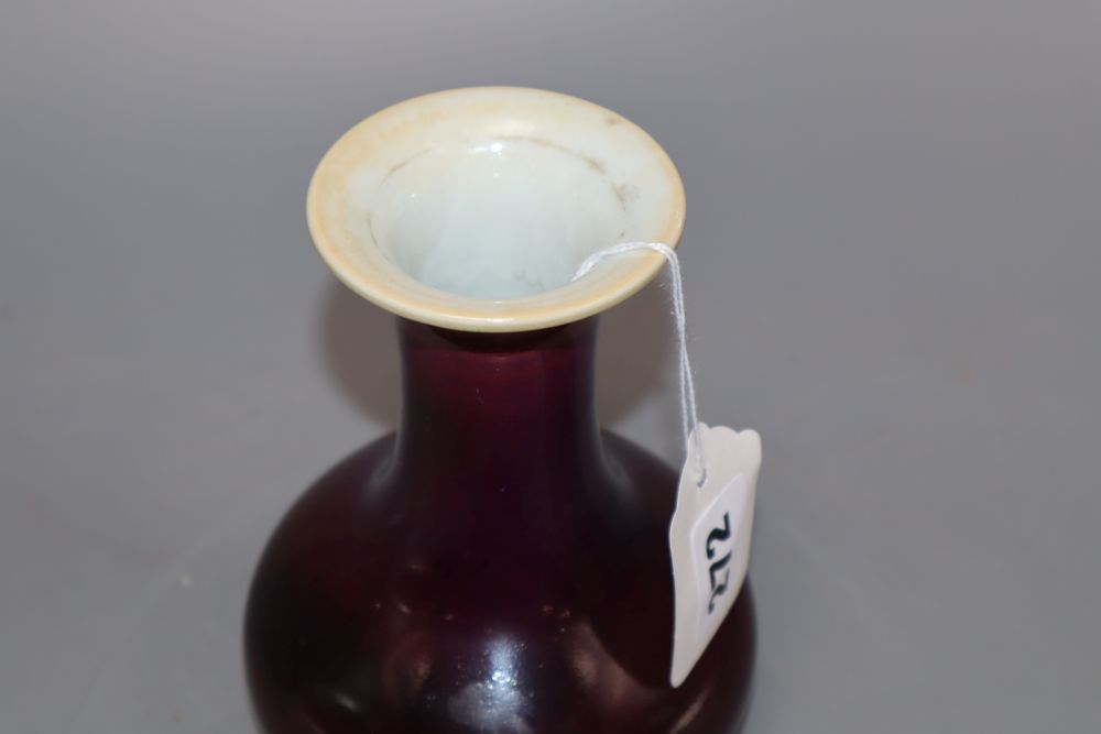 A 19th century Chinese aubergine glazed vase, height 16cm